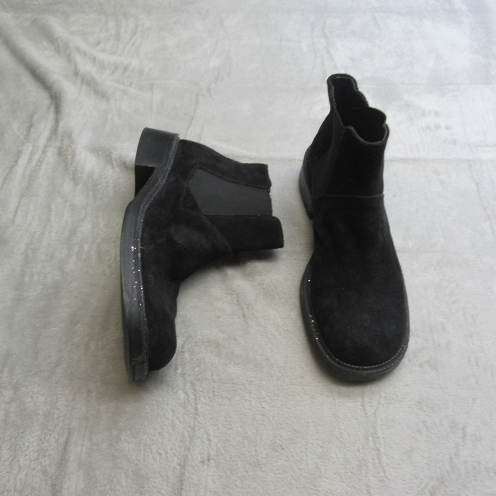 Kenneth Cole Women? Boots 9 Black Leather Suede Chelsea Ankle Pull-On Italy Made